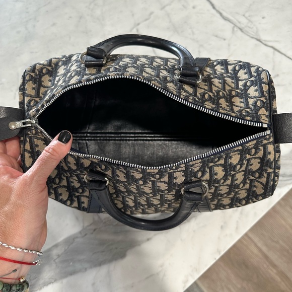 Authentic Christian Dior Boston Bag Trotter Monogram Canvas Blue Leather. EUC - Picture 10 of 17